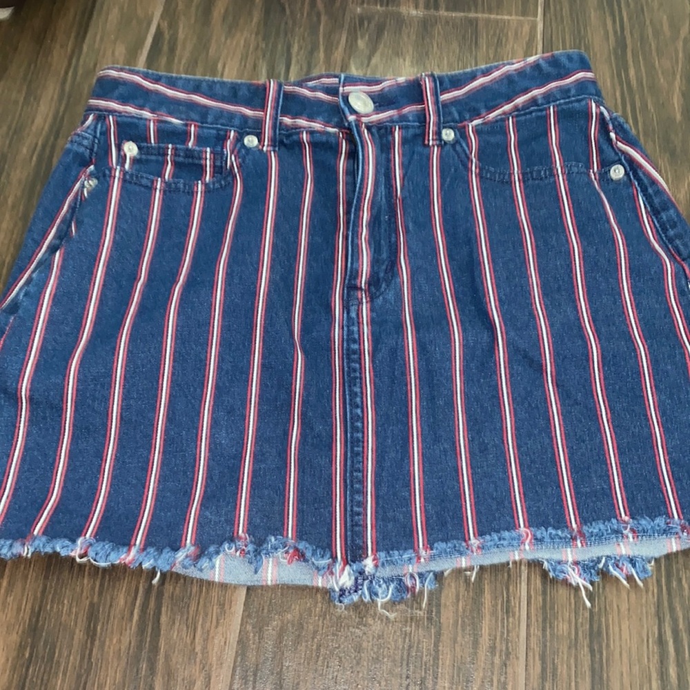 American Eagle striped mini frayed skirt